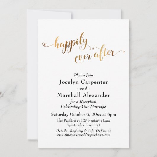 Invitation Script Doré Confitetti Happily Ever After Fond (Devant)