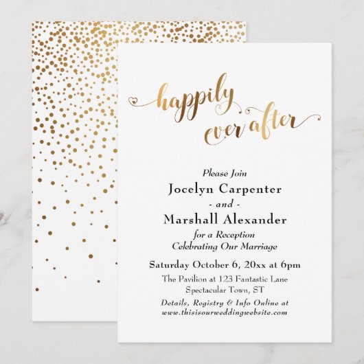 Invitation Script Doré Confitis Happily Ever After Fond (Devant / Derrière)