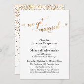 Invitation Script Doré Nous sommes mariés Confettis Retour (Devant / Derrière)