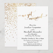 Invitation Script Doré On S'est Mariés Confettis Derrière (Devant / Derrière)