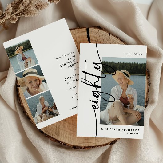 Invitation Script Eighty 4 Collage Photo 80e Anniversaire