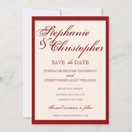Invitation Script Elegance Wedding Enregistrer la date Faire- (Devant)