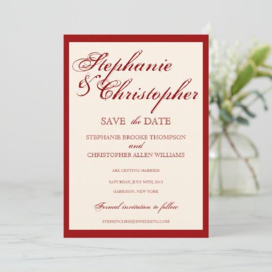Invitation Script Elegance Wedding Enregistrer la date Faire- (Debout devant)