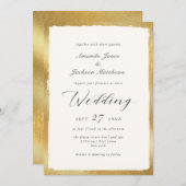 Invitation Script élégant avec Mariage semi-formel Gold Edge (Devant / Derrière)