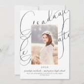 Invitation Script élégant Blue Grey Photo Party Graduation (Devant)