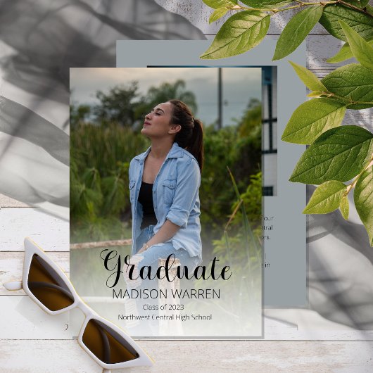 Invitation Script Élégant Diplômé Deux Photo Remise des Diplô