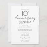 Invitation Script élégant du 10e anniversaire du Mariage<br><div class="desc">10e anniversaire du Mariage Invitations. Couleurs de police de script avec une police de nom serif facile à lire. Facile à adapter à vos besoins mariages. Design minimaliste simple noir et blanc élégant.</div>