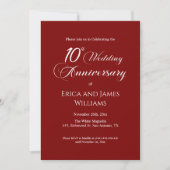Invitation Script élégant du 10e anniversaire du Mariage Tin (Devant)