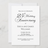 Invitation Script élégant du 25e anniversaire du Mariage d'ar (Devant)