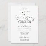 Invitation Script élégant du 30e anniversaire du Mariage<br><div class="desc">30e anniversaire du Mariage Invitations. Couleurs de police de script avec une police de nom serif facile à lire. Facile à adapter à vos besoins mariages. Design minimaliste simple noir et blanc élégant.</div>