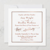 Invitation Script élégant en cuivre et blanc modifiable| Mari (Devant)