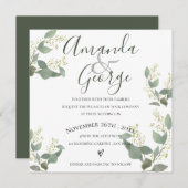 Invitation Script élégant | Eucalyptus Feuilles | MARIAGE (Devant / Derrière)