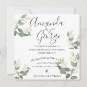 Invitation Script élégant | Eucalyptus Feuilles | MARIAGE (Devant)