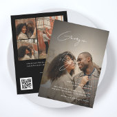 Invitation Script élégant & Fade foncé Photo QR Code Mariage