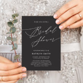 Invitation Script élégant gris foncé Fête des mariées minimal