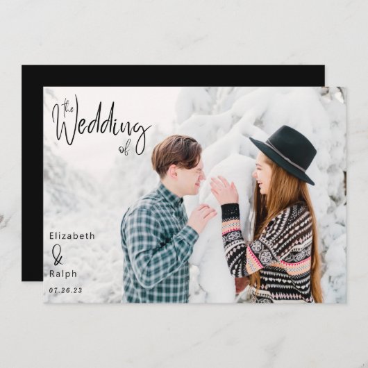 Invitation script élégant le mariage de mariage photo (Devant / Derrière)