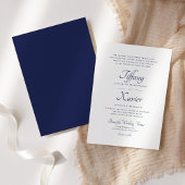 Invitation Script élégant Mariage bleu marine
