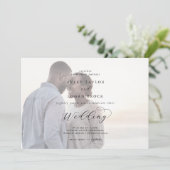 Invitation Script élégant | Mariage photo horizontal dégradé (Debout devant)