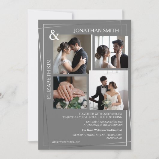 Invitation Script élégant moderne 5 Mariage de superposition  (Devant)