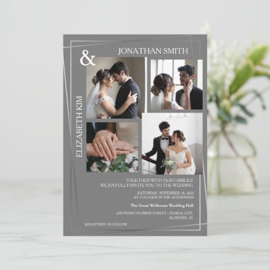 Invitation Script élégant moderne 5 Mariage de superposition  (Debout devant)