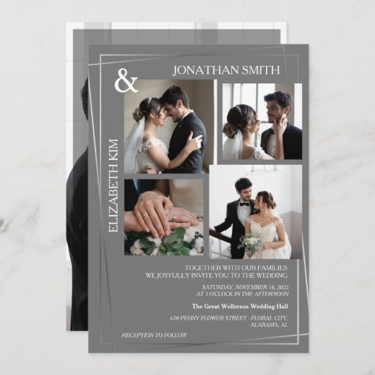 Invitation Script élégant moderne 5 Mariage de superposition  (Devant / Derrière)