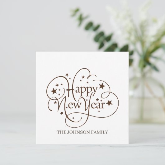 Invitation Script élégant moderne Bonne Année (Debout devant)