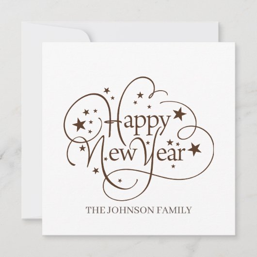 Invitation Script élégant moderne Bonne Année (Devant)