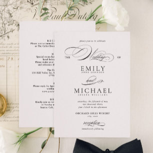 Invitation Script élégant moderne classique Mariage RSVP