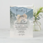 Invitation Script élégant moderne Deux Mariage photo (Debout devant)