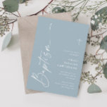 Invitation Script élégant moderne Dusty Blue Boys Baptême<br><div class="desc">Élégant Script Moderne Dusty Blue Boys Baptism Invitation. Cliquez sur le bouton Personnaliser pour customiser cette conception avec vos détails. Pour modifier les couleurs et les polices,  choisissez de modifier cette conception pour ouvrir d'autres options de personnalisation.</div>