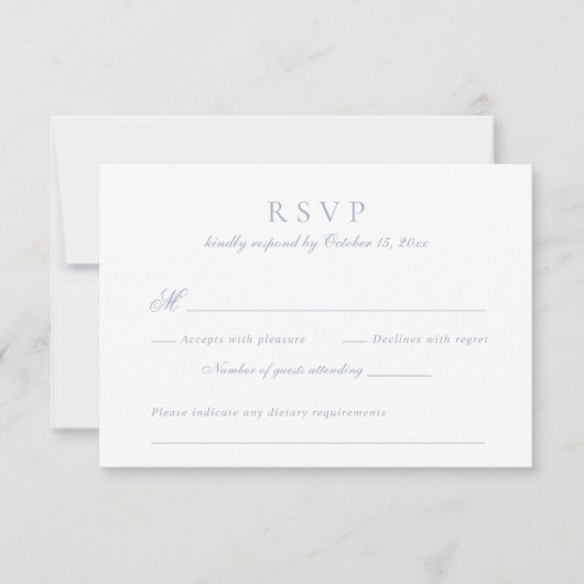 Invitation Script élégant moderne Dusty Blue Wedding RSVP (Devant)
