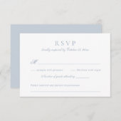 Invitation Script élégant moderne Dusty Blue Wedding RSVP (Devant / Derrière)