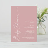 Invitation Script élégant moderne Dusty Rose Girls Baby showe (Debout devant)