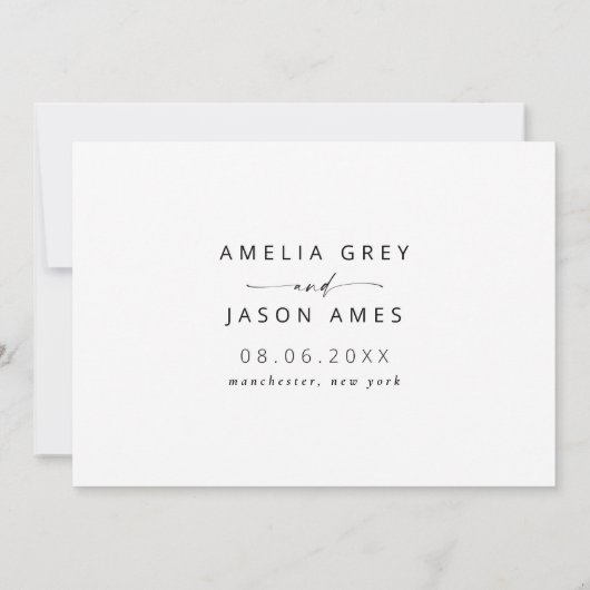 Invitation Script élégant moderne Enregistrer la date (Dos)