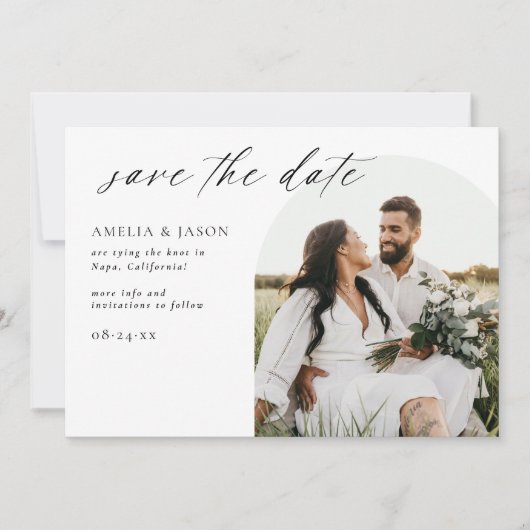 Invitation Script élégant moderne Enregistrer la date Invitat (Devant)