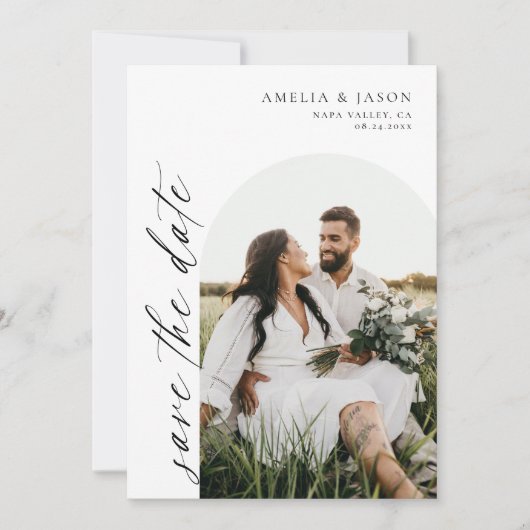 Invitation Script élégant moderne Enregistrer la date Invitat (Devant)