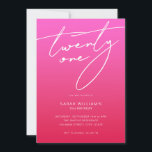 Invitation Script élégant moderne rose rouge 21e anniversaire<br><div class="desc">Invitation moderne minimaliste de 21e anniversaire avec design simple avec élégante typographie manuscrite.</div>