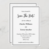 Invitation Script élégant noir et blanc (Devant / Derrière)