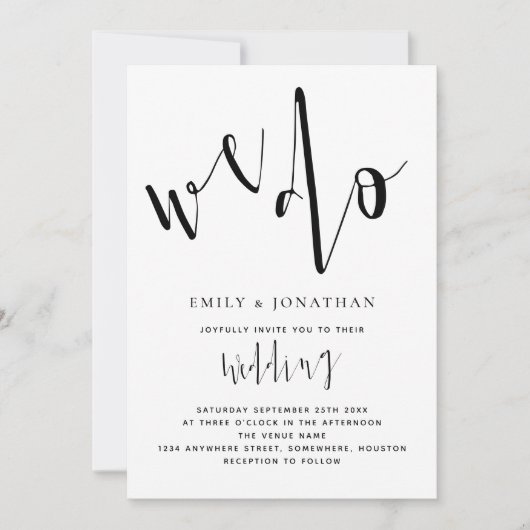 Invitation Script élégant Nous faisons Mariage noir et blanc (Devant)