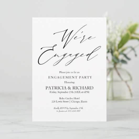 Invitation Script élégant Nous Sommes Engagés Engagement Part (Debout devant)