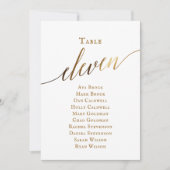 Invitation Script élégant or Tableau Numéro 11 Tableau de siè (Devant)