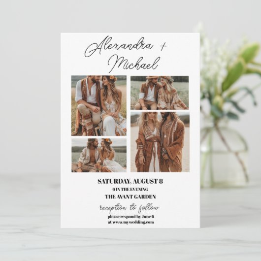 Invitation Script Elegant Photo Overlay Mariage blanc (Debout devant)