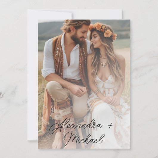Invitation Script Elegant Photo Overlay Mariage blanc (Dos)