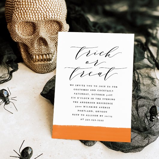 Invitation Script Élégant pour Soirée Halloween Trick or Trea