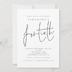 Invitation Script élégant quarantième anniversaire fête