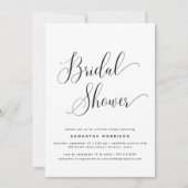 Invitation Script élégant tendance Fête des mariées noir & bl (Devant)