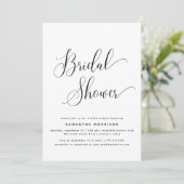 Invitation Script élégant tendance Fête des mariées noir & bl (Debout devant)