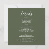 Invitation Script Élégant Vert Olivier Tout en un Mariage (Dos)