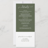 Invitation Script Élégant Vert Olivier Tout en un Mariage (Dos)