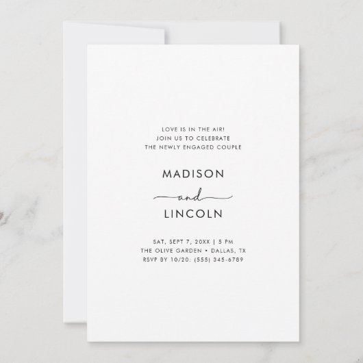 Invitation Script Elle A Dit Oui Engagement Party Beach Photo (Dos)